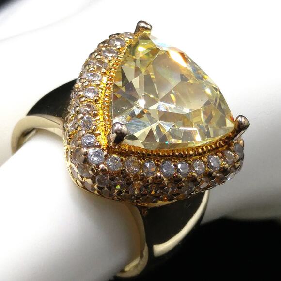 Bella Luce Yellow CZ Ring, 18K Gold Over Sterling Silver, Size 6, NOS w/ Tag - Picture 2 of 10